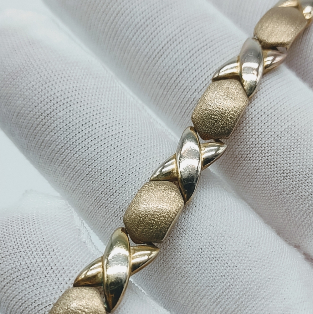 Vintage Sterling Silver Gold Vermeil XO Style Link Bracelet